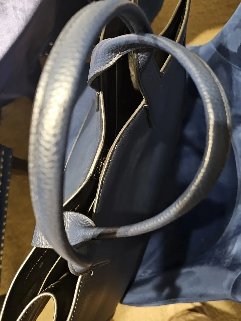 Michael Kors Unisex Navy Blue Leather Tote Bag